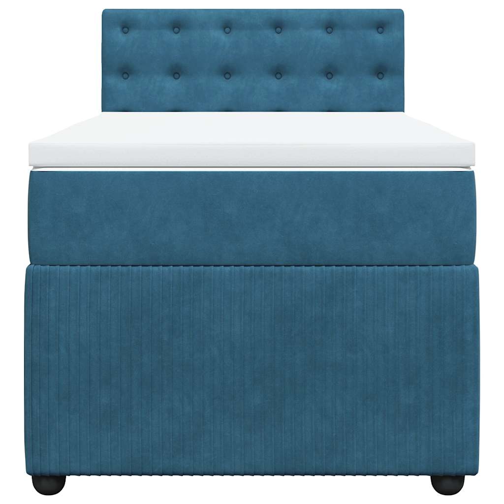 Κρεβάτι Boxspring με Στρώμα Μπλε 100x200 εκ. Βελούδινο - Pakobazaar
