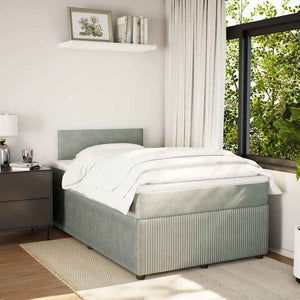 Κρεβάτι Boxspring με Στρώμα Ανοιχτό Γκρι 120x190 εκ. Βελούδινο - Pakobazaar
