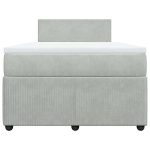 Κρεβάτι Boxspring με Στρώμα Ανοιχτό Γκρι 120x190 εκ. Βελούδινο - Pakobazaar