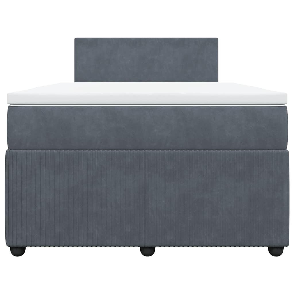 Κρεβάτι Boxspring με Στρώμα Σκούρο Γκρι 120x190 εκ. Βελούδινο