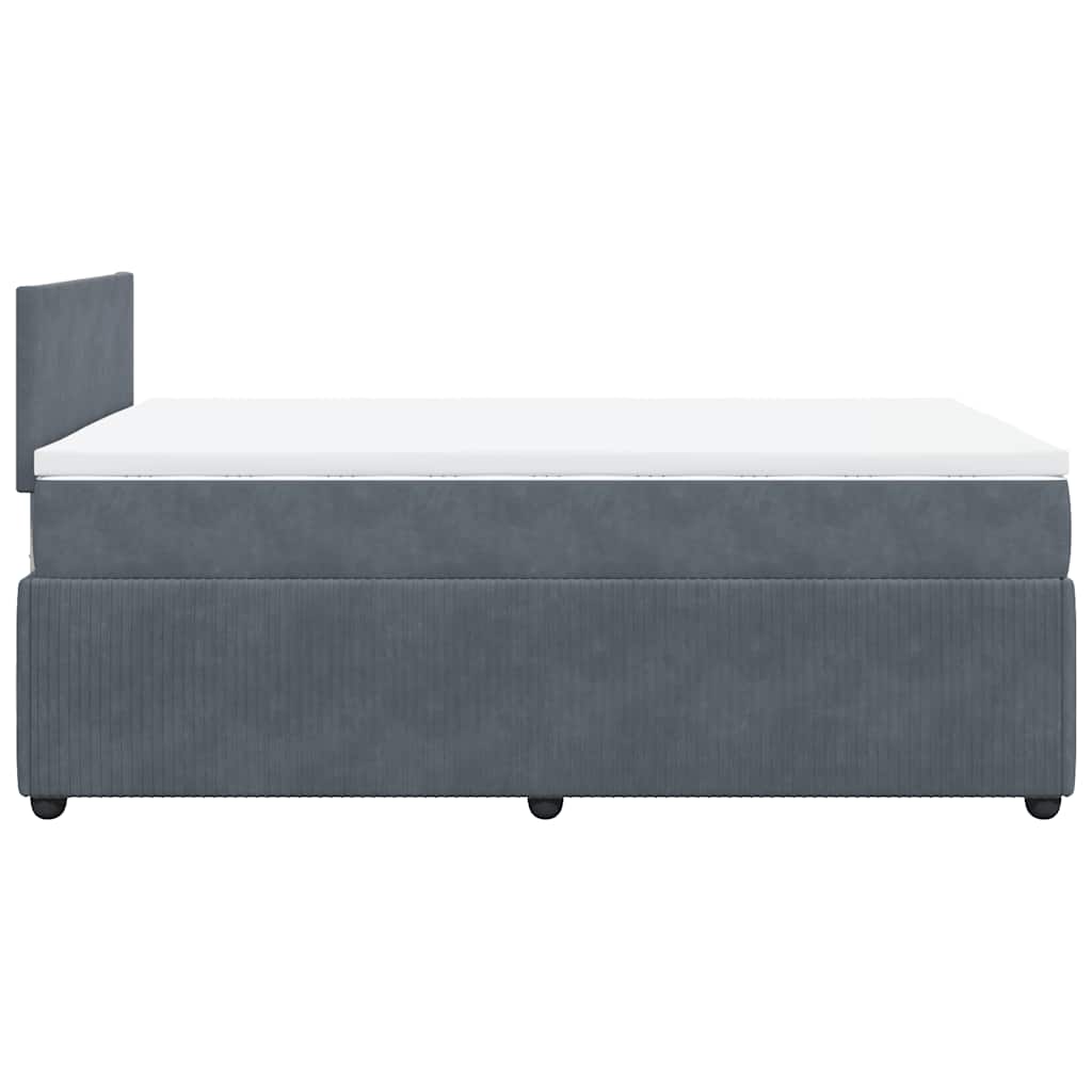 Κρεβάτι Boxspring με Στρώμα Σκούρο Γκρι 120x190 εκ. Βελούδινο