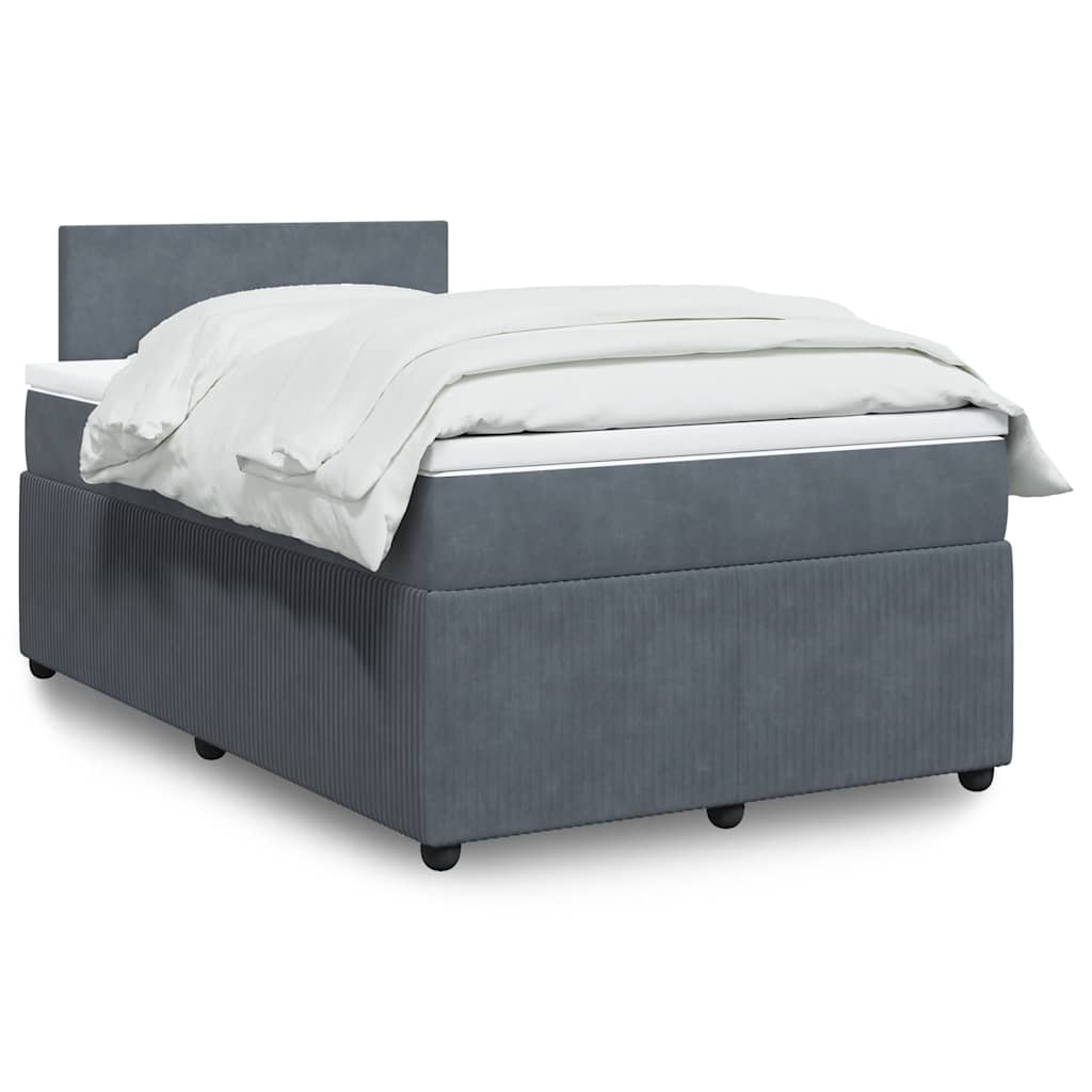 Κρεβάτι Boxspring με Στρώμα Σκούρο Γκρι 120x190 εκ. Βελούδινο