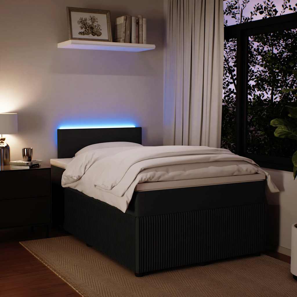 Κρεβάτι Boxspring με Στρώμα Μαύρο 120x190 εκ. Βελούδινο - Pakobazaar