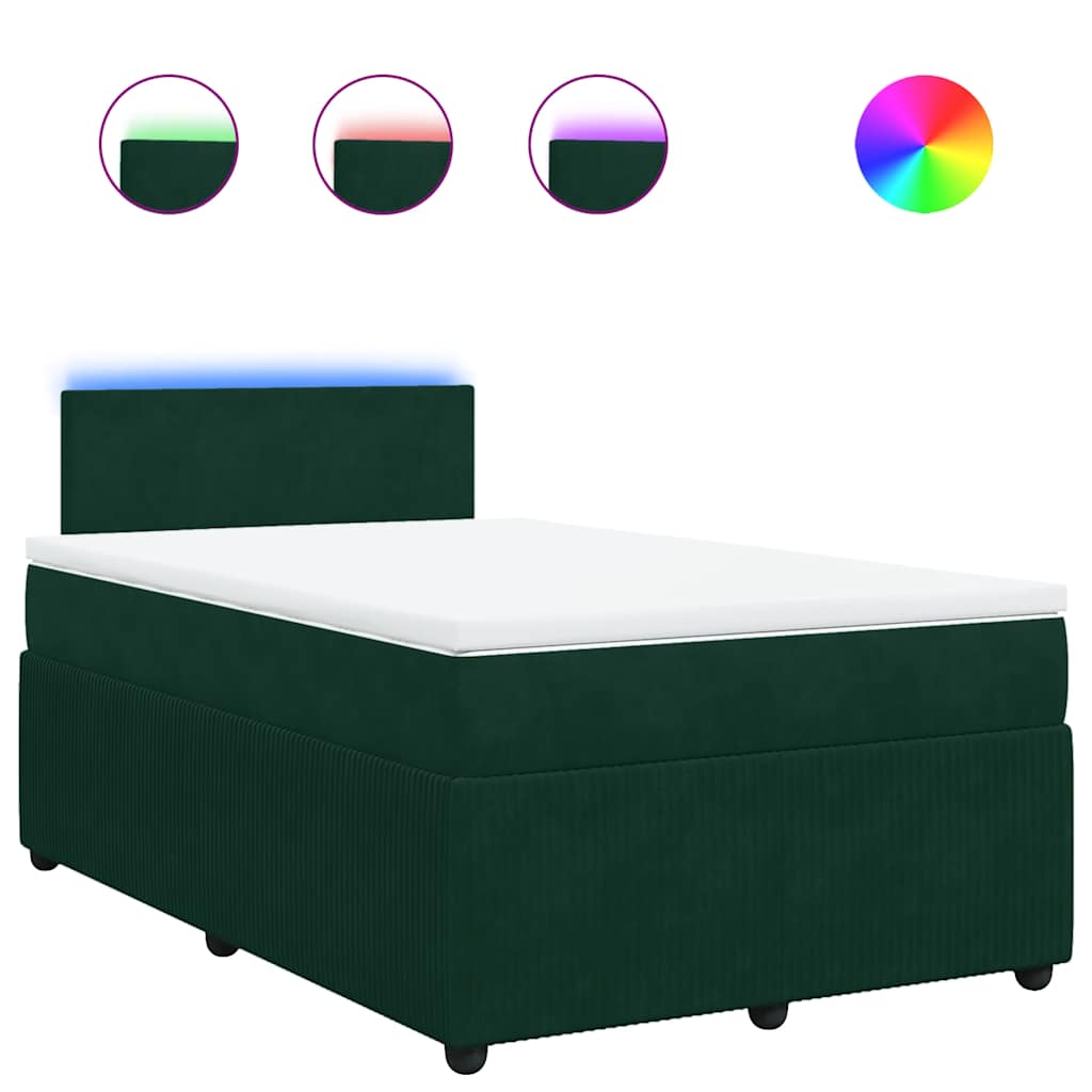 Κρεβάτι Boxspring με Στρώμα Σκούρο Πράσινο 120x190εκ. Βελούδινο - Pakobazaar