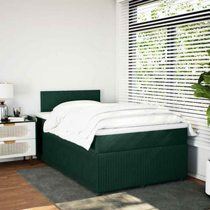 Κρεβάτι Boxspring με Στρώμα Σκούρο Πράσινο 120x190εκ. Βελούδινο - Pakobazaar