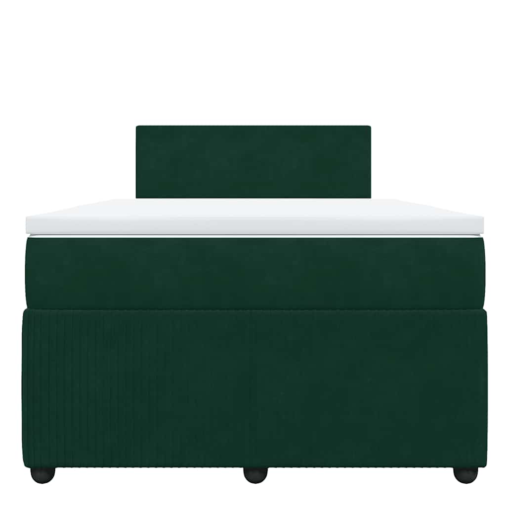 Κρεβάτι Boxspring με Στρώμα Σκούρο Πράσινο 120x190εκ. Βελούδινο - Pakobazaar