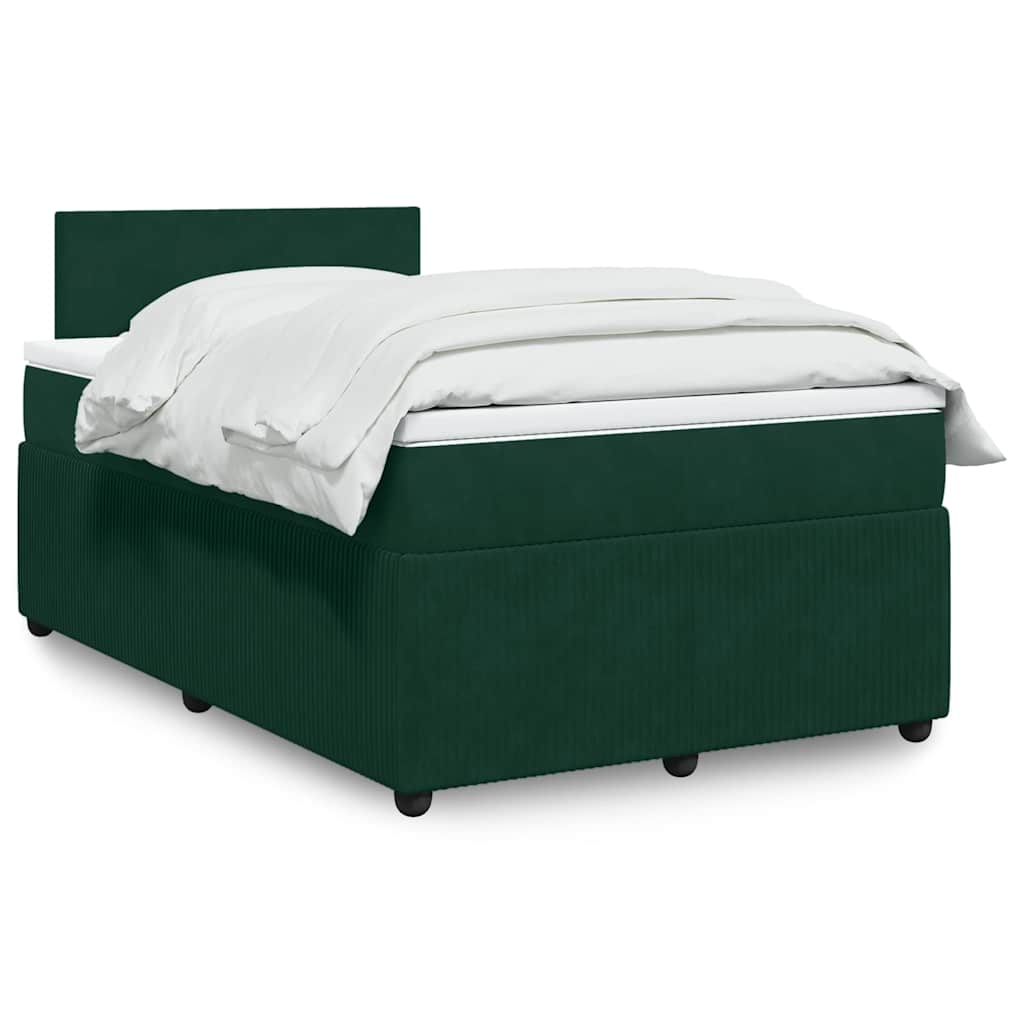 Κρεβάτι Boxspring με Στρώμα Σκούρο Πράσινο 120x190εκ. Βελούδινο - Pakobazaar