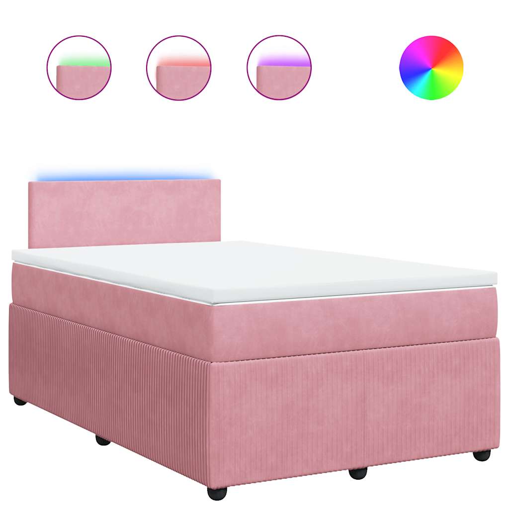 Κρεβάτι Boxspring με Στρώμα Ροζ 120x190 εκ. Βελούδινο - Pakobazaar
