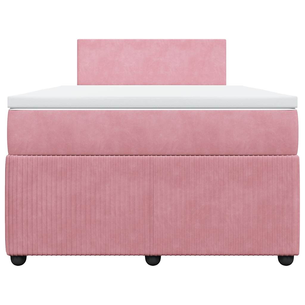 Κρεβάτι Boxspring με Στρώμα Ροζ 120x190 εκ. Βελούδινο - Pakobazaar