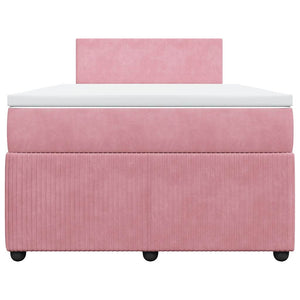 Κρεβάτι Boxspring με Στρώμα Ροζ 120x190 εκ. Βελούδινο - Pakobazaar