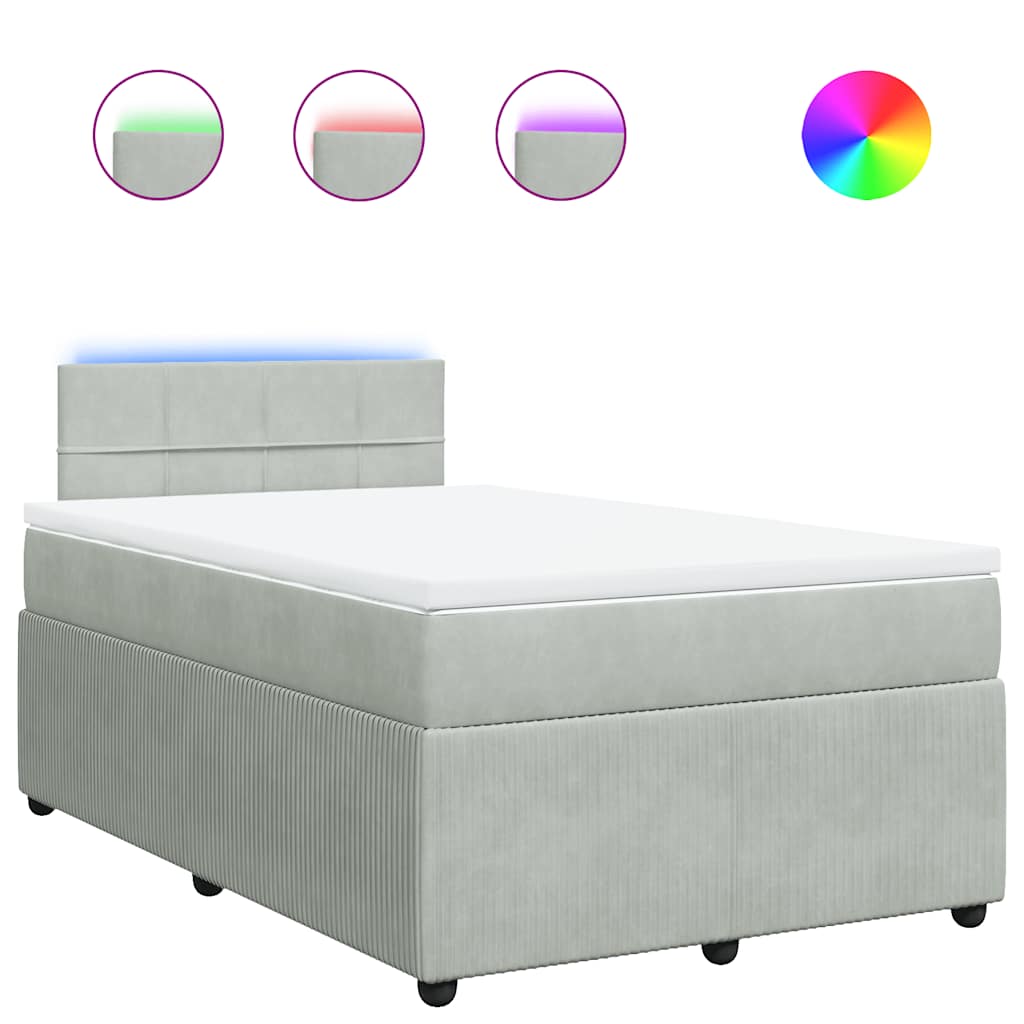 Κρεβάτι Boxspring με Στρώμα Ανοιχτό Γκρι 120x190 εκ. Βελούδινο - Pakobazaar