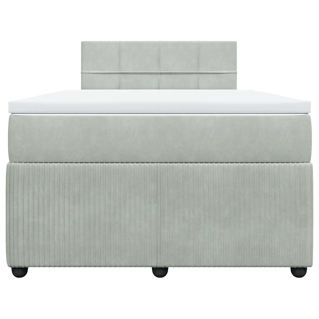 Κρεβάτι Boxspring με Στρώμα Ανοιχτό Γκρι 120x190 εκ. Βελούδινο - Pakobazaar