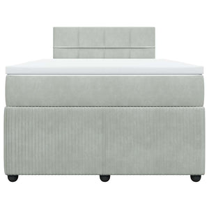 Κρεβάτι Boxspring με Στρώμα Ανοιχτό Γκρι 120x190 εκ. Βελούδινο - Pakobazaar