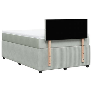 Κρεβάτι Boxspring με Στρώμα Ανοιχτό Γκρι 120x190 εκ. Βελούδινο - Pakobazaar