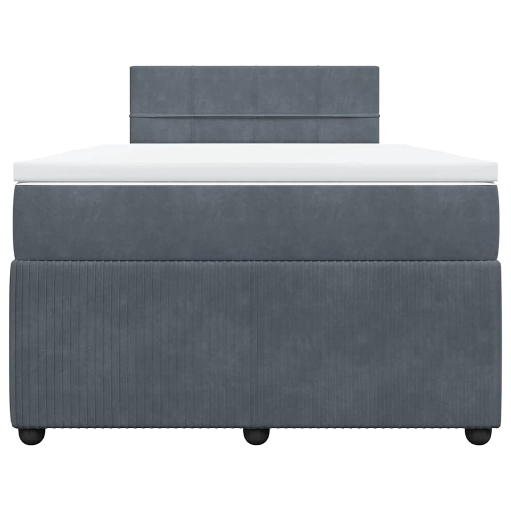 Κρεβάτι Boxspring με Στρώμα Σκούρο Γκρι 120x190 εκ. Βελούδινο