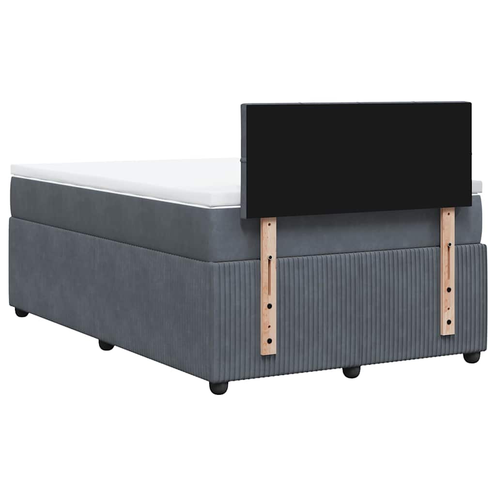Κρεβάτι Boxspring με Στρώμα Σκούρο Γκρι 120x190 εκ. Βελούδινο