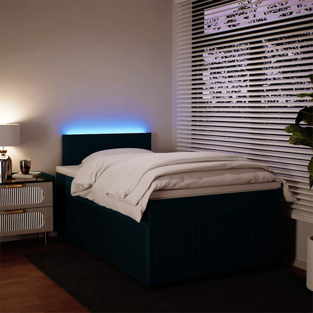 Κρεβάτι Boxspring με Στρώμα Μπλε 120x190 εκ. Βελούδινο