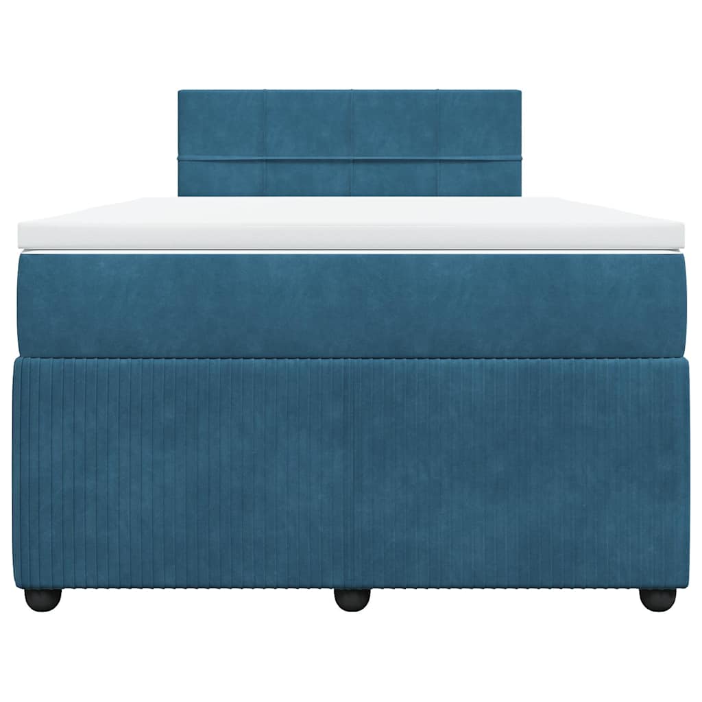 Κρεβάτι Boxspring με Στρώμα Μπλε 120x190 εκ. Βελούδινο
