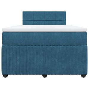 Κρεβάτι Boxspring με Στρώμα Μπλε 120x190 εκ. Βελούδινο