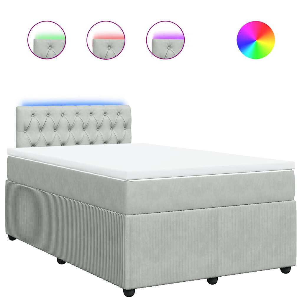 Κρεβάτι Boxspring με Στρώμα Ανοιχτό Γκρι 120x190 εκ. Βελούδινο - Pakobazaar