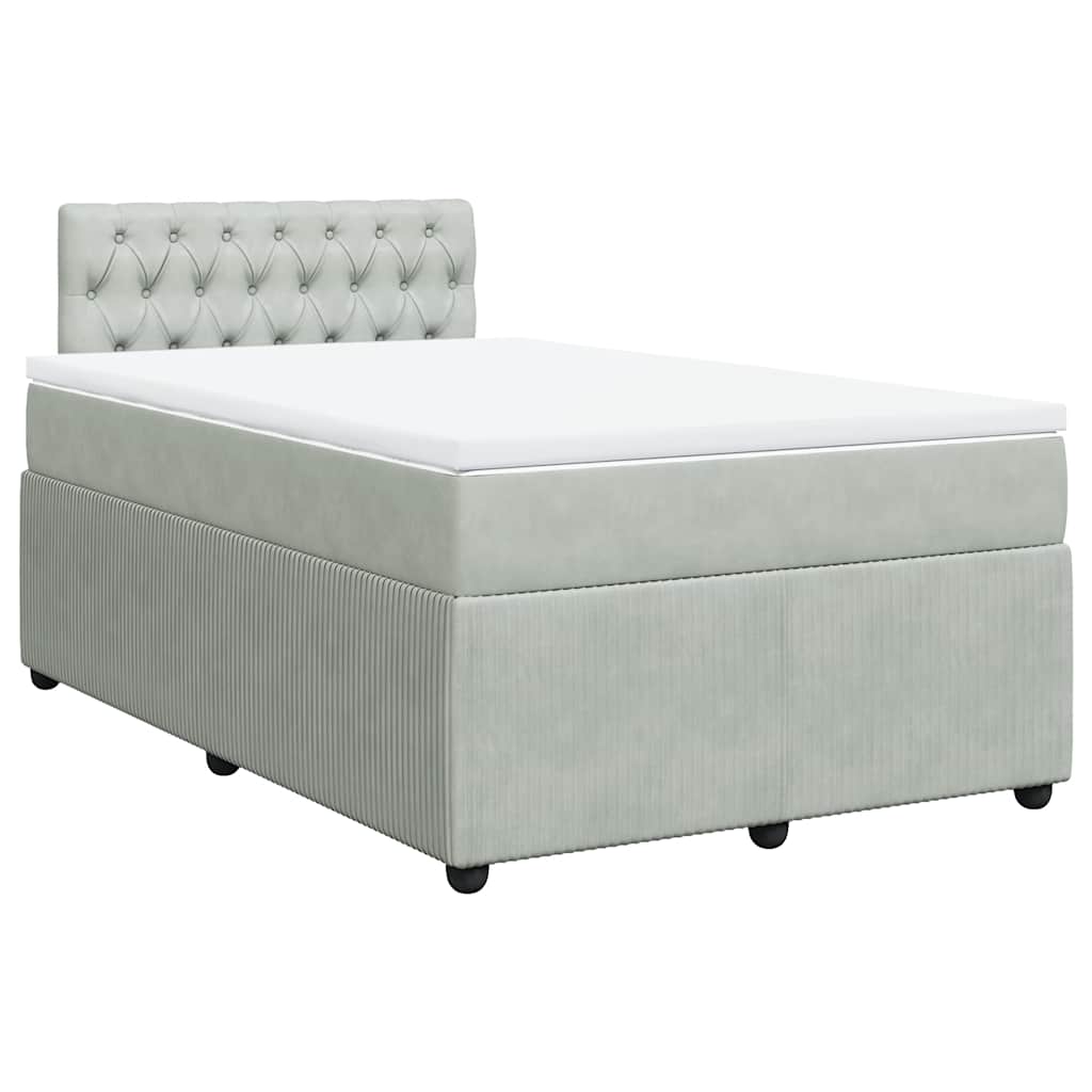 Κρεβάτι Boxspring με Στρώμα Ανοιχτό Γκρι 120x190 εκ. Βελούδινο - Pakobazaar