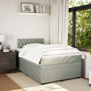 Κρεβάτι Boxspring με Στρώμα Ανοιχτό Γκρι 120x190 εκ. Βελούδινο - Pakobazaar