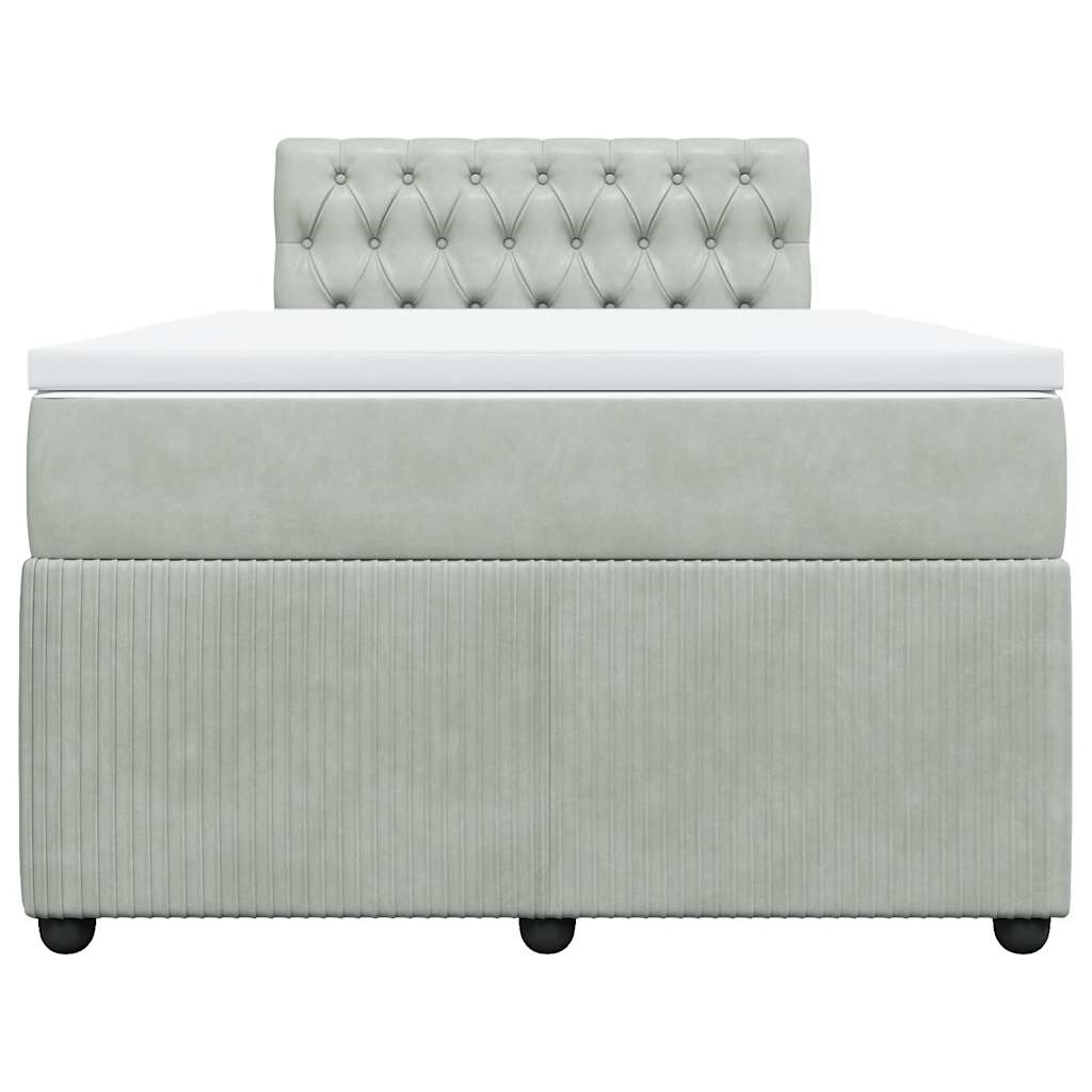 Κρεβάτι Boxspring με Στρώμα Ανοιχτό Γκρι 120x190 εκ. Βελούδινο - Pakobazaar