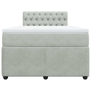 Κρεβάτι Boxspring με Στρώμα Ανοιχτό Γκρι 120x190 εκ. Βελούδινο - Pakobazaar