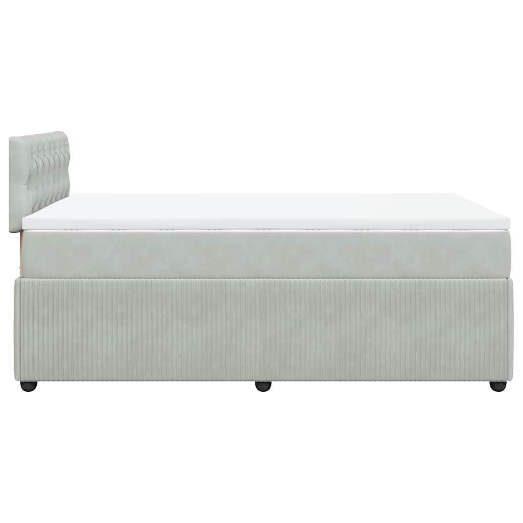 Κρεβάτι Boxspring με Στρώμα Ανοιχτό Γκρι 120x190 εκ. Βελούδινο - Pakobazaar