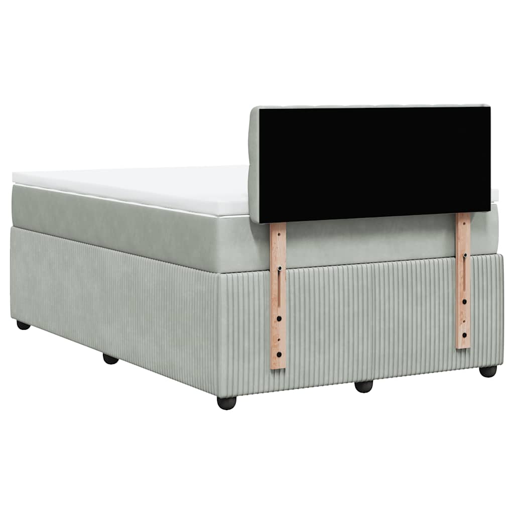 Κρεβάτι Boxspring με Στρώμα Ανοιχτό Γκρι 120x190 εκ. Βελούδινο - Pakobazaar