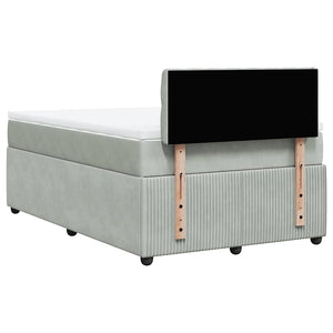 Κρεβάτι Boxspring με Στρώμα Ανοιχτό Γκρι 120x190 εκ. Βελούδινο - Pakobazaar