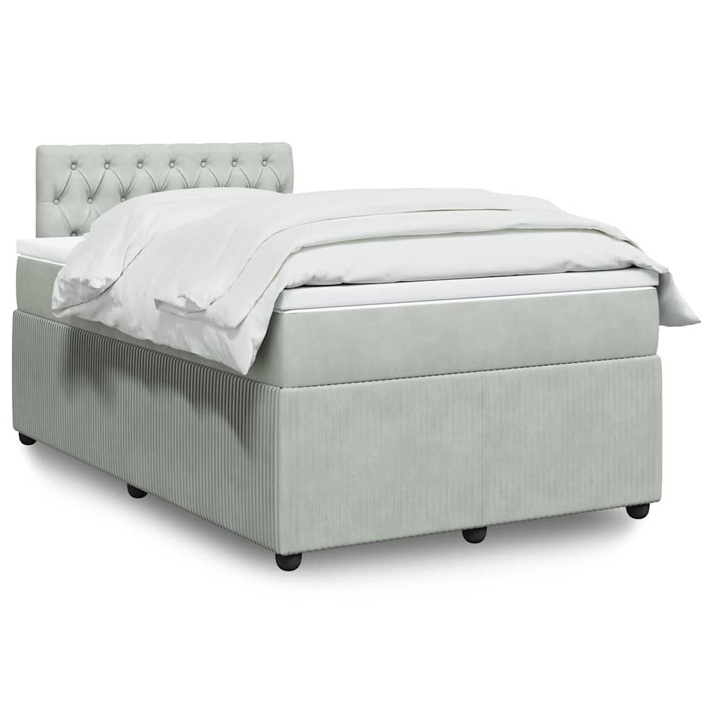 Κρεβάτι Boxspring με Στρώμα Ανοιχτό Γκρι 120x190 εκ. Βελούδινο - Pakobazaar