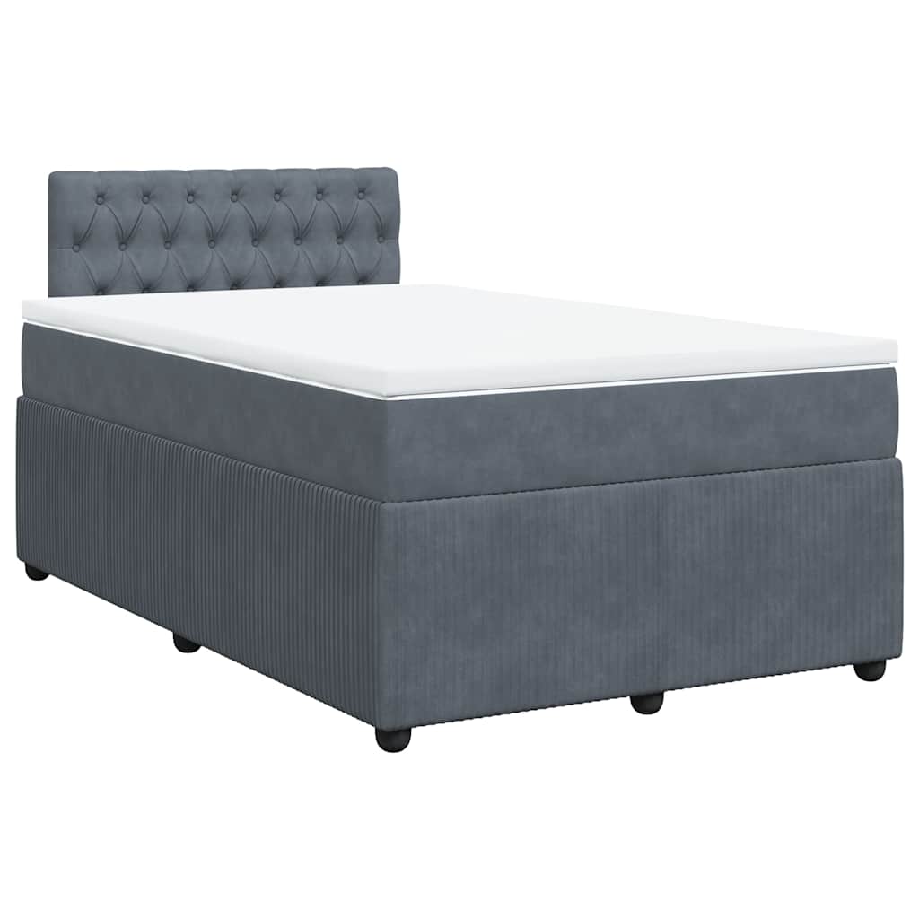 Κρεβάτι Boxspring με Στρώμα Σκούρο Γκρι 120x190 εκ. Βελούδινο - Pakobazaar