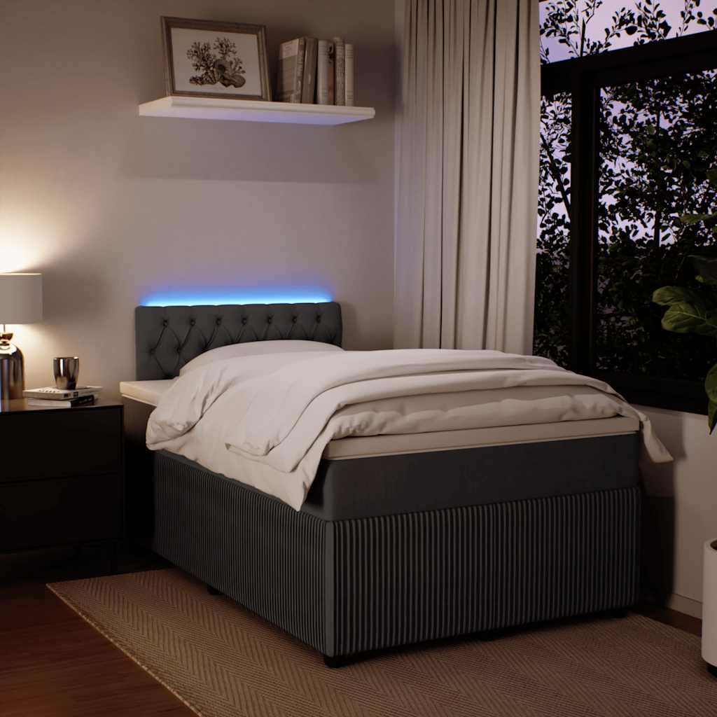 Κρεβάτι Boxspring με Στρώμα Σκούρο Γκρι 120x190 εκ. Βελούδινο - Pakobazaar