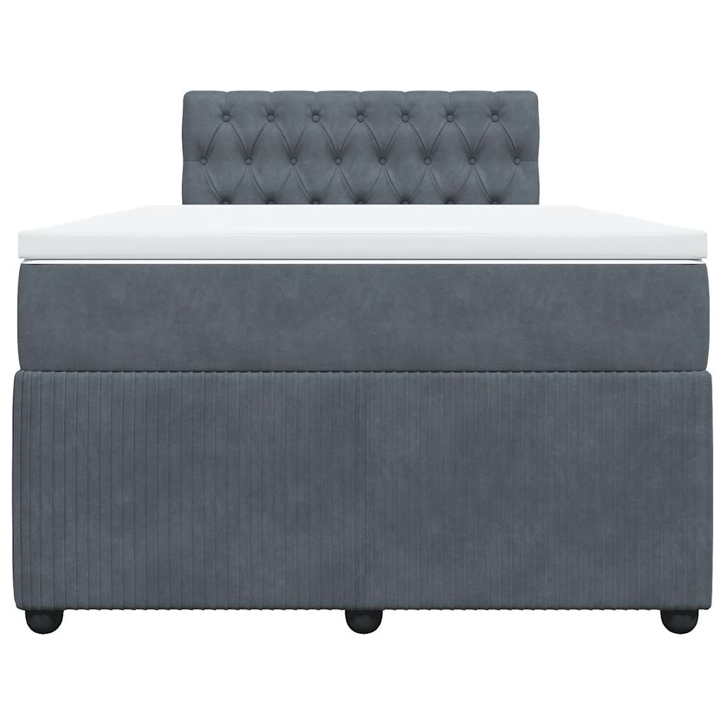 Κρεβάτι Boxspring με Στρώμα Σκούρο Γκρι 120x190 εκ. Βελούδινο - Pakobazaar