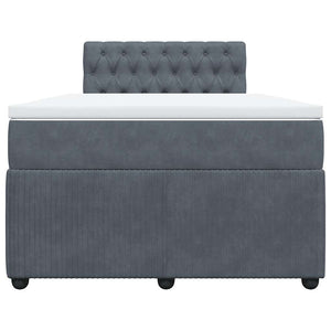 Κρεβάτι Boxspring με Στρώμα Σκούρο Γκρι 120x190 εκ. Βελούδινο - Pakobazaar