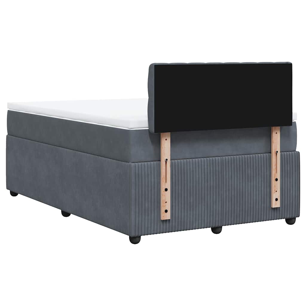 Κρεβάτι Boxspring με Στρώμα Σκούρο Γκρι 120x190 εκ. Βελούδινο - Pakobazaar