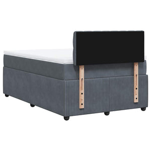 Κρεβάτι Boxspring με Στρώμα Σκούρο Γκρι 120x190 εκ. Βελούδινο - Pakobazaar