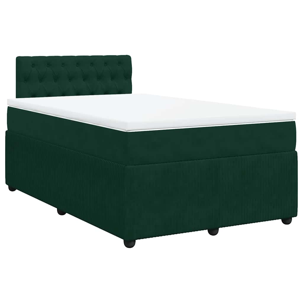 Κρεβάτι Boxspring με Στρώμα Σκούρο Πράσινο 120x190εκ. Βελούδινο - Pakobazaar