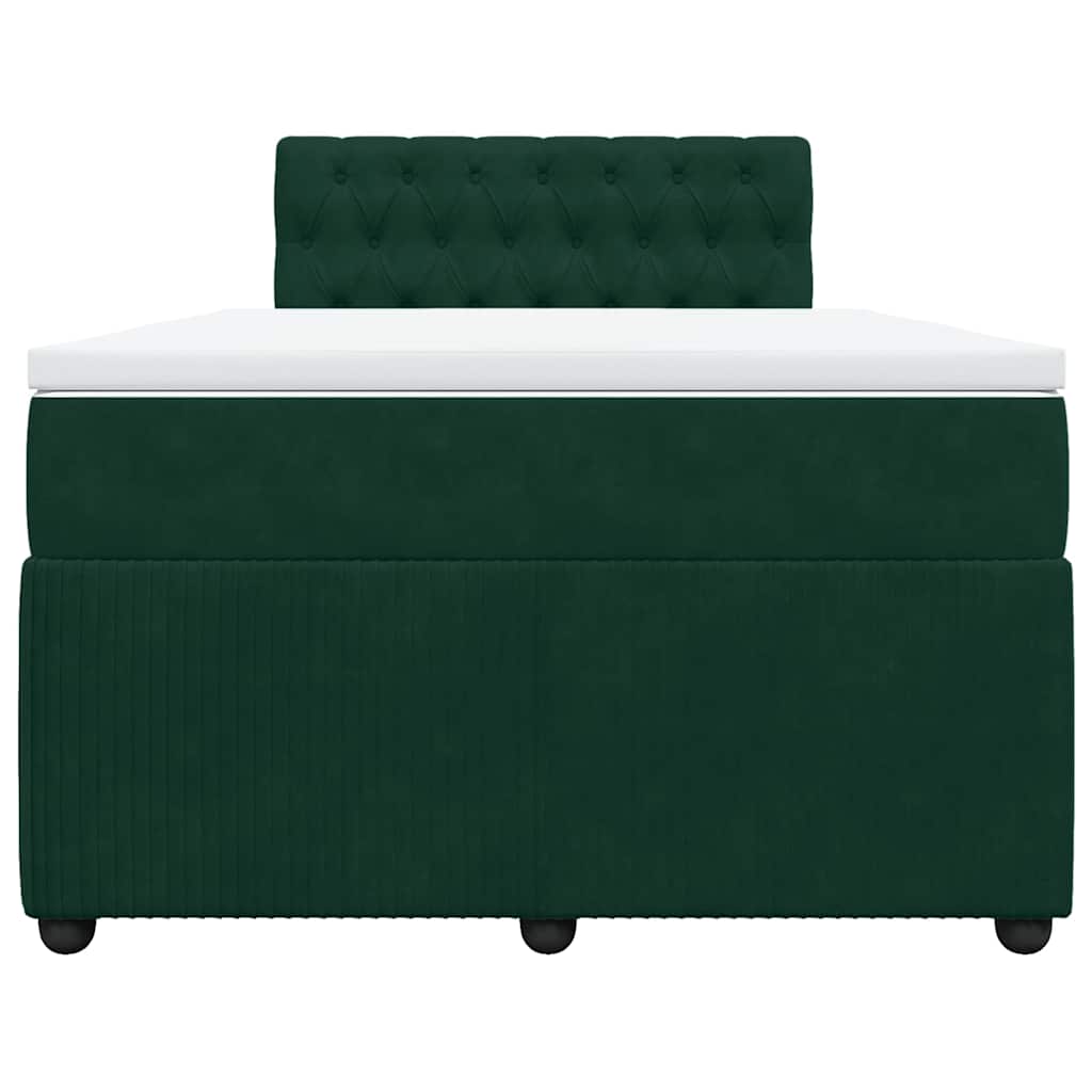 Κρεβάτι Boxspring με Στρώμα Σκούρο Πράσινο 120x190εκ. Βελούδινο - Pakobazaar