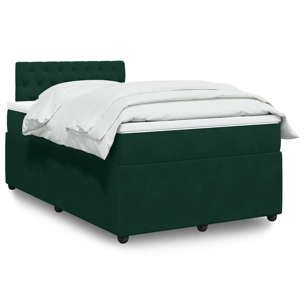 Κρεβάτι Boxspring με Στρώμα Σκούρο Πράσινο 120x190εκ. Βελούδινο - Pakobazaar