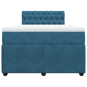 Κρεβάτι Boxspring με Στρώμα Μπλε 120x190 εκ. Βελούδινο - Pakobazaar
