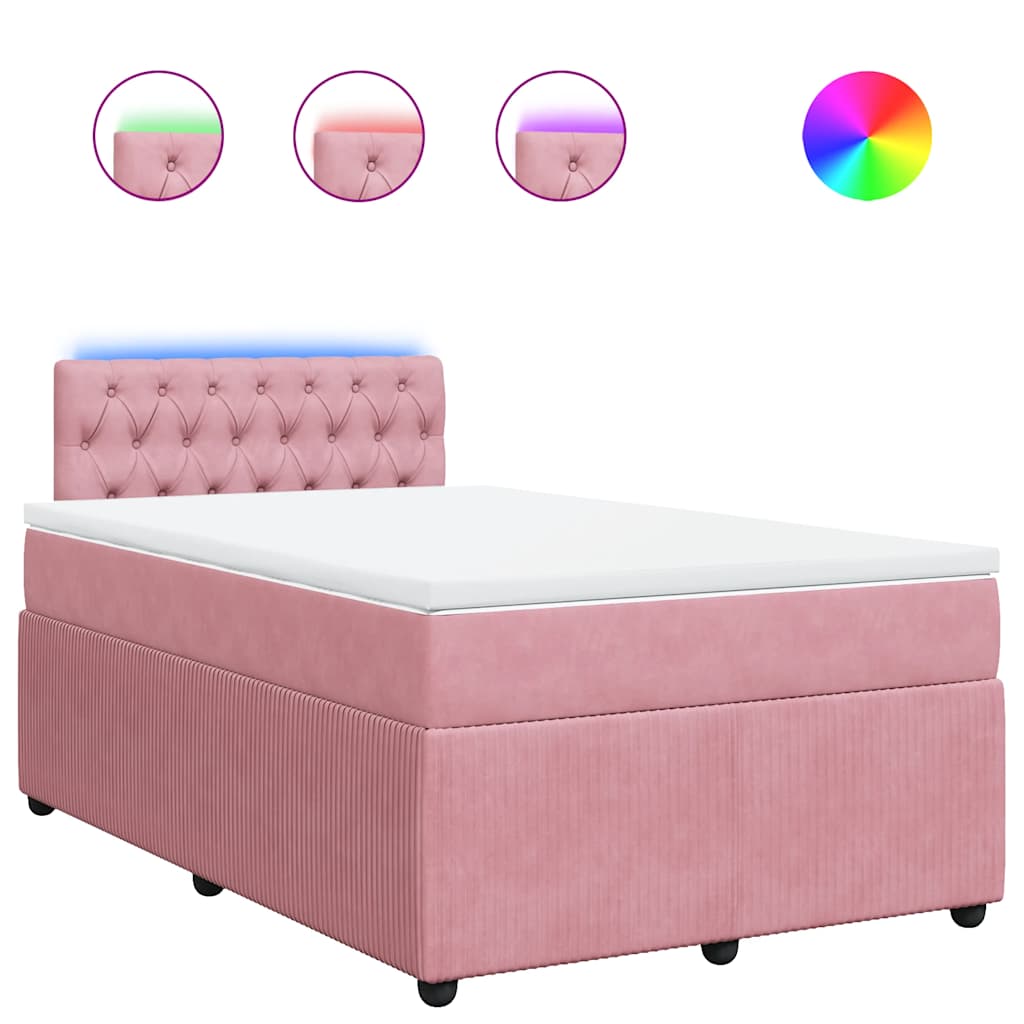Κρεβάτι Boxspring με Στρώμα Ροζ 120x190 εκ. Βελούδινο - Pakobazaar