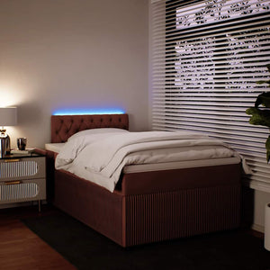 Κρεβάτι Boxspring με Στρώμα Ροζ 120x190 εκ. Βελούδινο - Pakobazaar