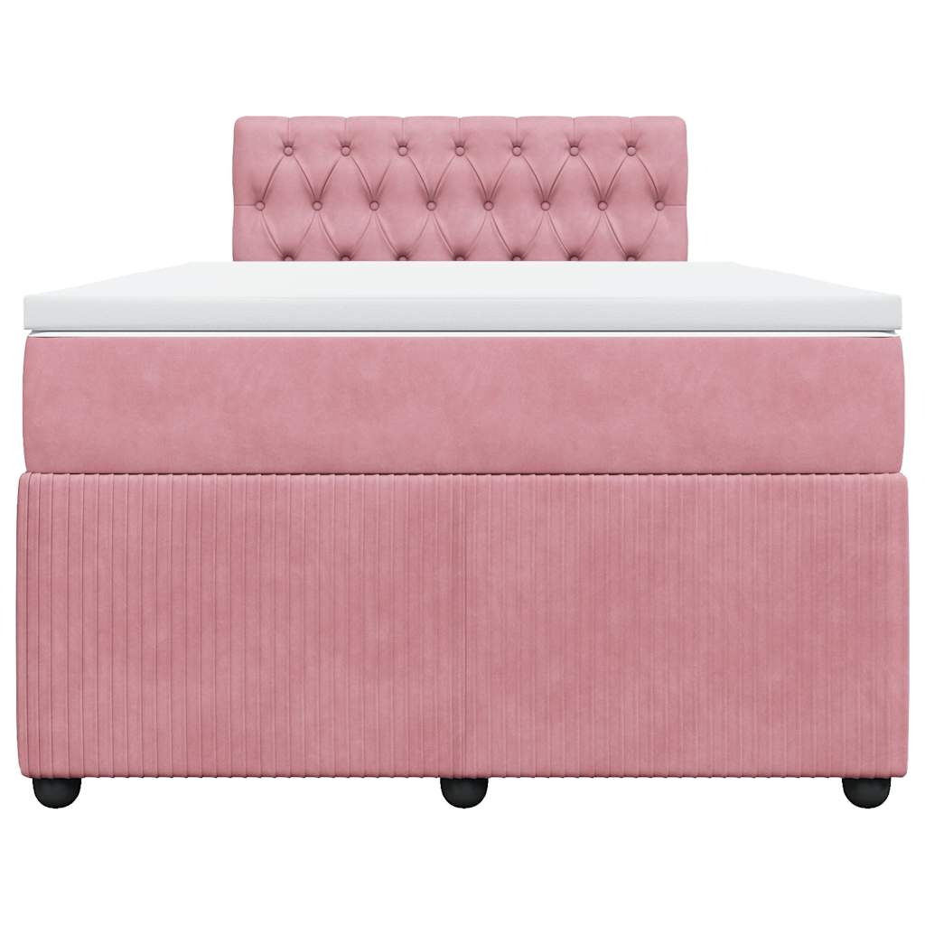 Κρεβάτι Boxspring με Στρώμα Ροζ 120x190 εκ. Βελούδινο - Pakobazaar