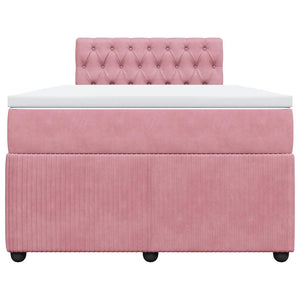 Κρεβάτι Boxspring με Στρώμα Ροζ 120x190 εκ. Βελούδινο - Pakobazaar