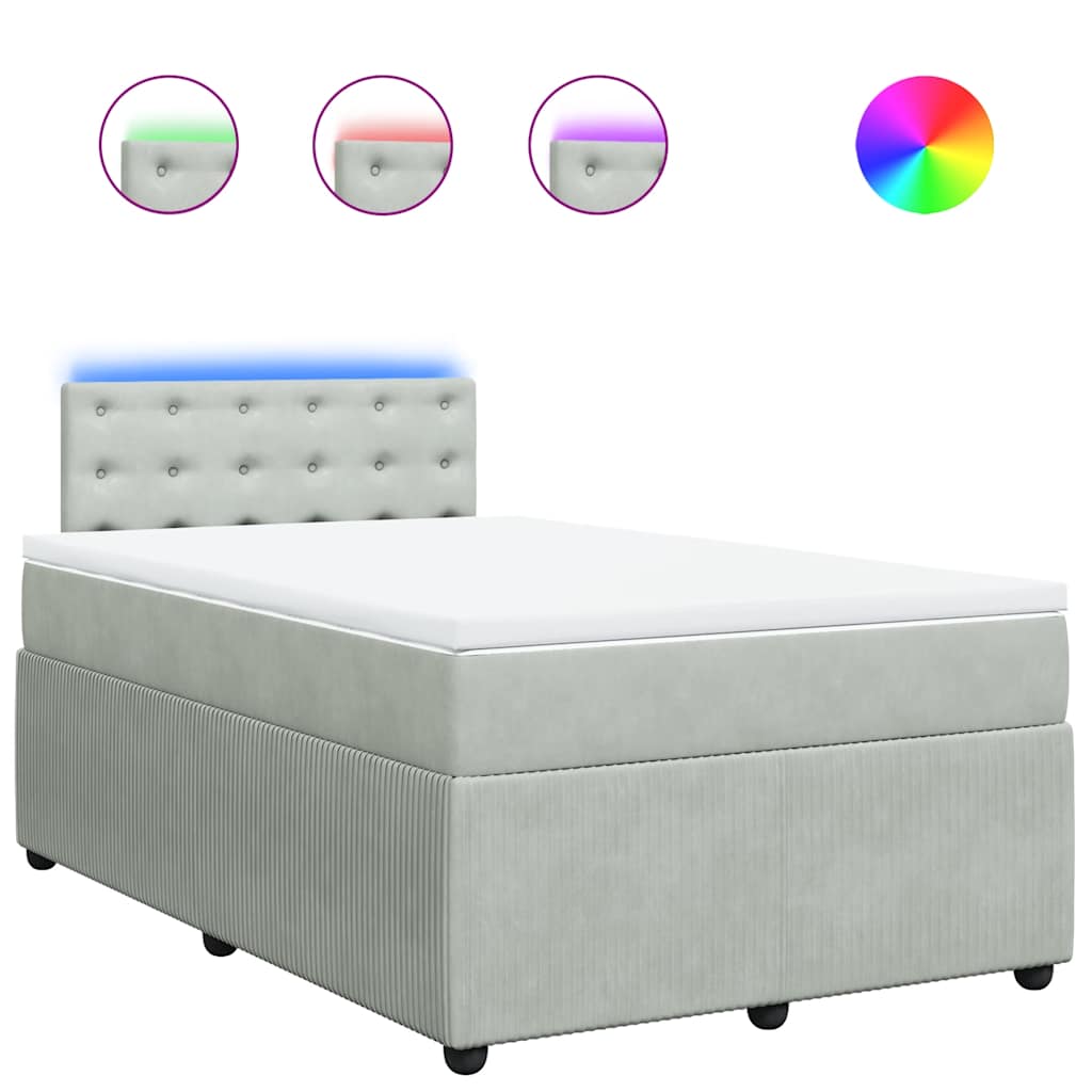 Κρεβάτι Boxspring με Στρώμα Ανοιχτό Γκρι 120x190 εκ. Βελούδινο - Pakobazaar