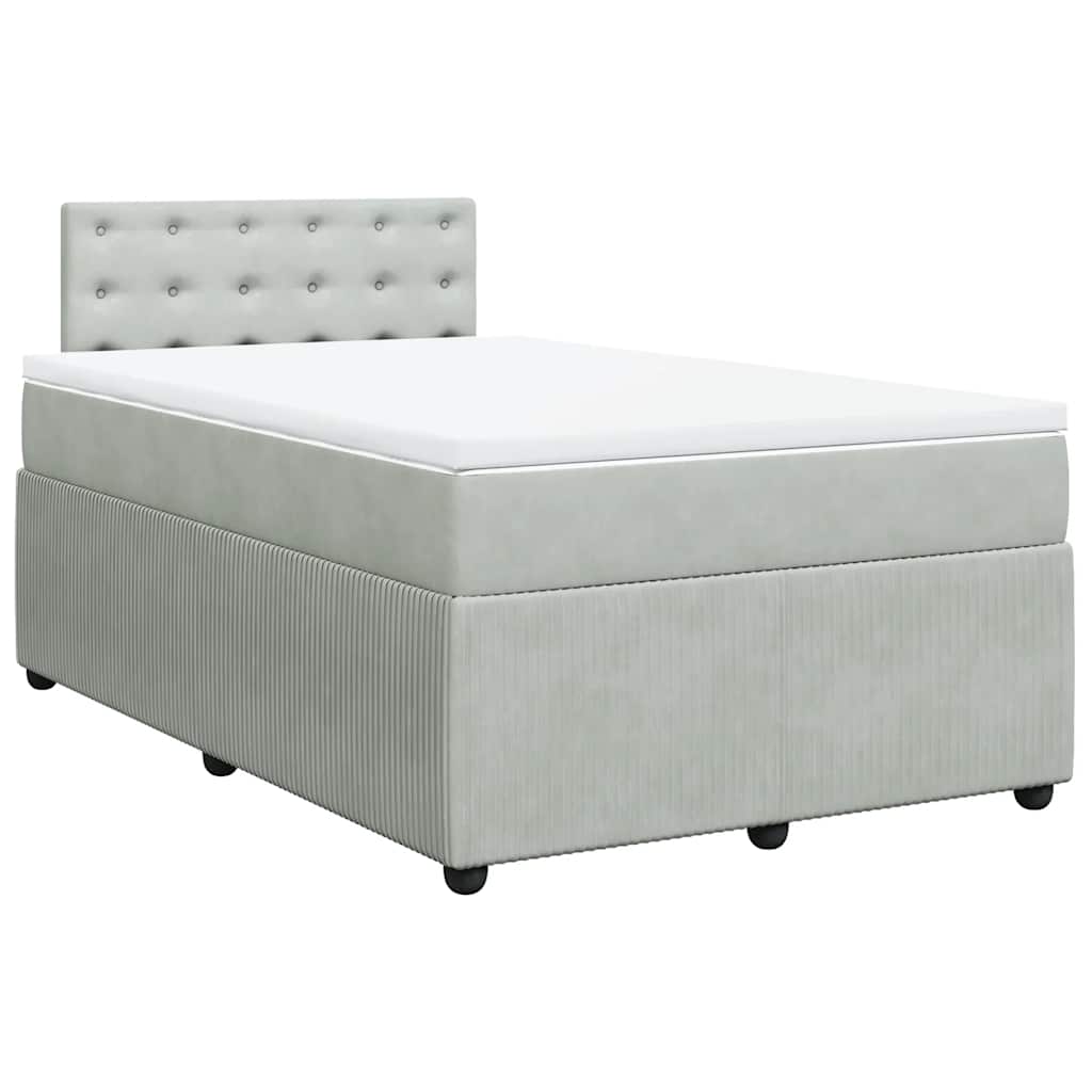 Κρεβάτι Boxspring με Στρώμα Ανοιχτό Γκρι 120x190 εκ. Βελούδινο - Pakobazaar