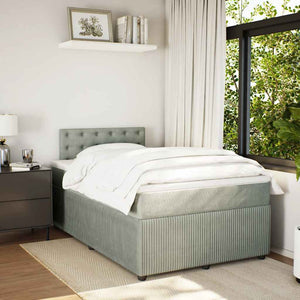 Κρεβάτι Boxspring με Στρώμα Ανοιχτό Γκρι 120x190 εκ. Βελούδινο - Pakobazaar