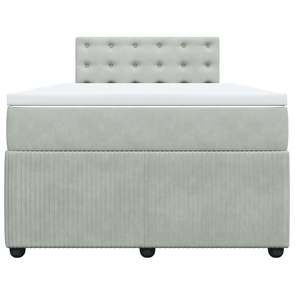 Κρεβάτι Boxspring με Στρώμα Ανοιχτό Γκρι 120x190 εκ. Βελούδινο - Pakobazaar